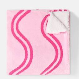 OHS Waves Tufted Teddy Fleece Throw Blanket Soft Bedspread in Pink - Size: 130 cm x160 cm - thumbnail 4