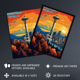 "Artery8 Seattle Washington The Space Needle Funky Modern Painting Extra Large XL Unframed Wall Art Poster Print - Size: W24"" x H32""" - thumbnail 2