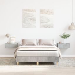 Berkfield Home Bed Frame 120x190 cm in Concrete Grey with Engineered Wood - thumbnail 1