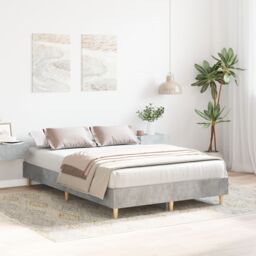 Berkfield Home Bed Frame 120x190 cm in Concrete Grey with Engineered Wood - thumbnail 4