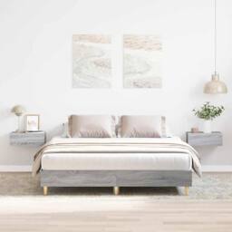Berkfield Home Bed Frame No Mattress Grey Sonoma 140x200 cm Engineered Wood - thumbnail 2