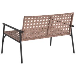 Berkfield Home Garden Bench Black 113x79x75 cm Poly Rattan in Brown - Size: 113 x 79 x 75 cm - thumbnail 6
