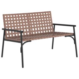 Berkfield Home Garden Bench Black 113x79x75 cm Poly Rattan in Brown - Size: 113 x 79 x 75 cm - thumbnail 2