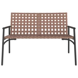 Berkfield Home Garden Bench Black 113x79x75 cm Poly Rattan in Brown - Size: 113 x 79 x 75 cm - thumbnail 4