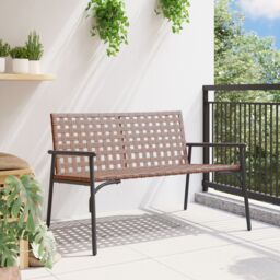 Berkfield Home Garden Bench Black 113x79x75 cm Poly Rattan in Brown - Size: 113 x 79 x 75 cm - thumbnail 3