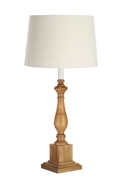 Orsina Wooden Candle Style Table Lamp, Square Base Accent Light, Traditional Desk Light Fixture, Natural Wood Lamp - image 1