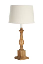 Orsina Wooden Candle Style Table Lamp, Square Base Accent Light, Traditional Desk Light Fixture, Natural Wood Lamp - thumbnail 1