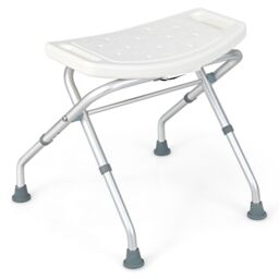 Costway Folding Shower Stool Height Adjustable Shower Seat Bath Chair w/Handle in White