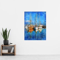 "Artery8 Fishing Boats in Christchurch Harbour Dorset Wall Art Print in Blue - Size: W18"" x H24""" - thumbnail 4