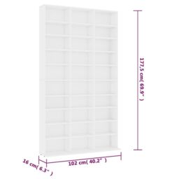 Berkfield Home CD Cabinet White 102x16x177.5 cm Engineered Wood - thumbnail 6