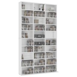 Berkfield Home CD Cabinet White 102x16x177.5 cm Engineered Wood - thumbnail 3