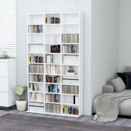 Berkfield Home CD Cabinet White 102x16x177.5 cm Engineered Wood - thumbnail 1