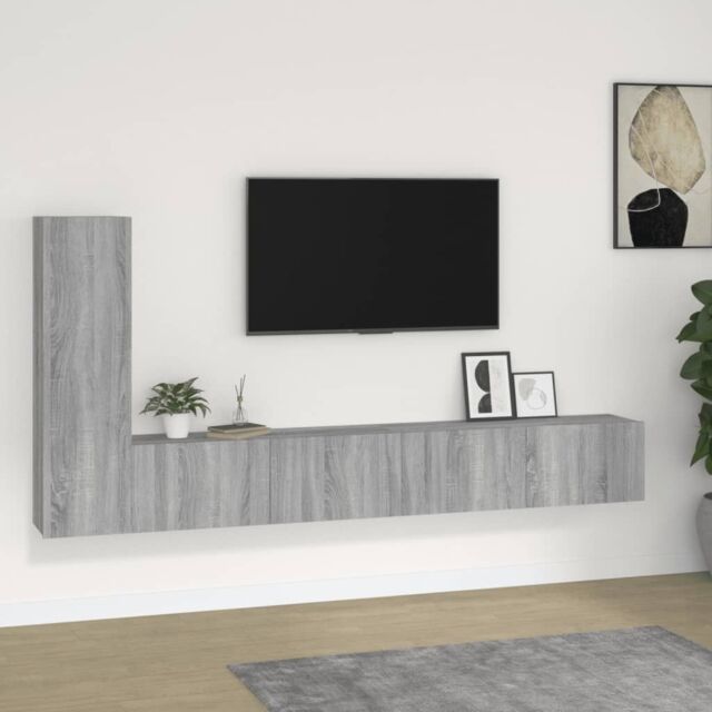 Berkfield Home 3 Piece TV Cabinet Set Grey Sonoma Engineered Wood - image 1