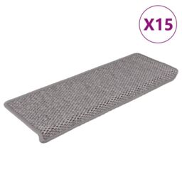 Berkfield Home Stair Mats Self-adhesive Sisal-Look 15 pcs 65x21x4 cm Silver - Size: Medium - thumbnail 3