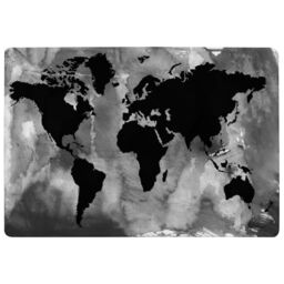 Benjamin Tate Design Black & White World Map Rug in Natural - Size: Large