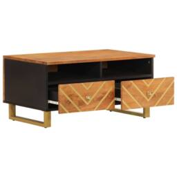 Berkfield Home Coffee Table Brown & Black 80x54x40 cm Solid Wood Mango - Size: 80 x 54 x 40 cm - thumbnail 3