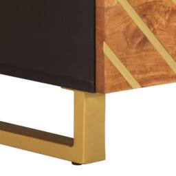 Berkfield Home Coffee Table Brown & Black 80x54x40 cm Solid Wood Mango - Size: 80 x 54 x 40 cm - thumbnail 9