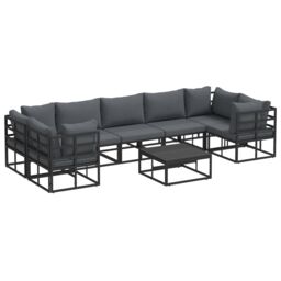 Berkfield Home Garden Sofa Set 8 pcs Black Aluminium - thumbnail 2