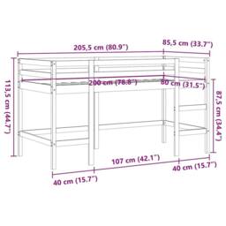 Berkfield Home Kids' Loft Bed without Mattress with Ladder Wax Brown 80x200 cm - thumbnail 9