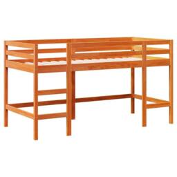 Berkfield Home Kids' Loft Bed without Mattress with Ladder Wax Brown 80x200 cm - thumbnail 1