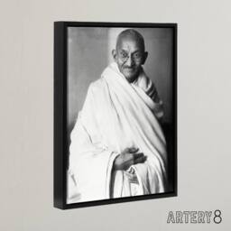 "Artery8 Political Activist Mohandas Gandhi Portrait Framed Canvas Wall Art Print in Grey - Size: W12"" x H16""" - thumbnail 2