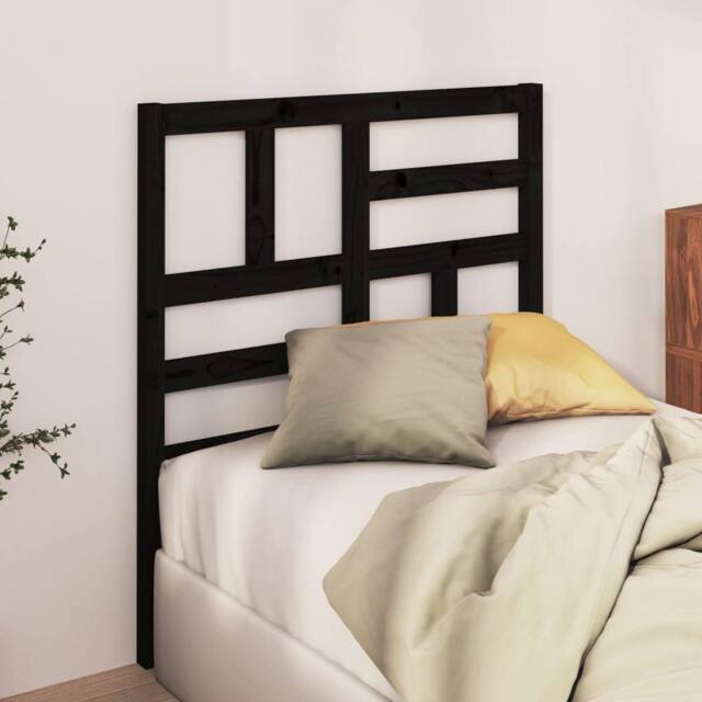 Berkfield Home Beautiful Bed Headboard Black 96x4x104 cm Solid Wood Pine - Size: 96 x 4 x 104 cm - image 1