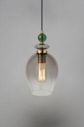 BHS Lighting Seline Green Pendant Ceiling Light in Gold - thumbnail 1
