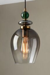 BHS Lighting Seline Green Pendant Ceiling Light in Gold - thumbnail 4