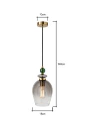 BHS Lighting Seline Green Pendant Ceiling Light in Gold - thumbnail 5