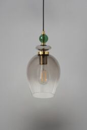 BHS Lighting Seline Green Pendant Ceiling Light in Gold - thumbnail 2