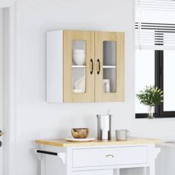 Berkfield Home Kitchen Wall Cabinet with Glass Door Kalmar Sonoma Oak Engineered Wood in Light Brown - thumbnail 4