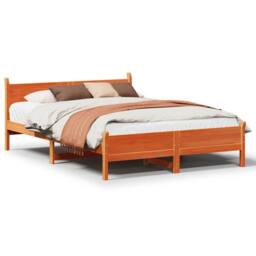 Berkfield Home Bed Frame without Mattress Wax Brown 160x200 cm Solid Wood Pine - thumbnail 1