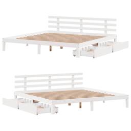 Berkfield Home Decorative Bed Frame with Drawers without Mattress White 180x200 - Size: Super King - thumbnail 9
