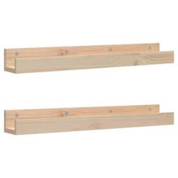 Berkfield Home Wall Shelves 2 pcs 80x12x9 cm Solid Wood Pine in Light Tan - Size: 80 x 12 x 9 cm - thumbnail 2