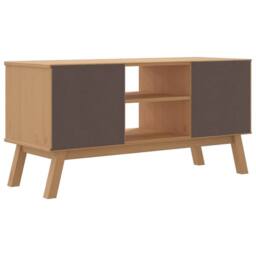 Berkfield Home TV Cabinet OLDEN Brown 114x43x57 cm Solid Wood Pine in Light Brown - Size: 114 x 43 x 57 cm - thumbnail 8