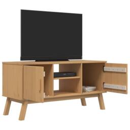 Berkfield Home TV Cabinet OLDEN Brown 114x43x57 cm Solid Wood Pine in Light Brown - Size: 114 x 43 x 57 cm - thumbnail 4