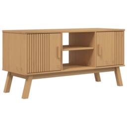 Berkfield Home TV Cabinet OLDEN Brown 114x43x57 cm Solid Wood Pine in Light Brown - Size: 114 x 43 x 57 cm - thumbnail 3