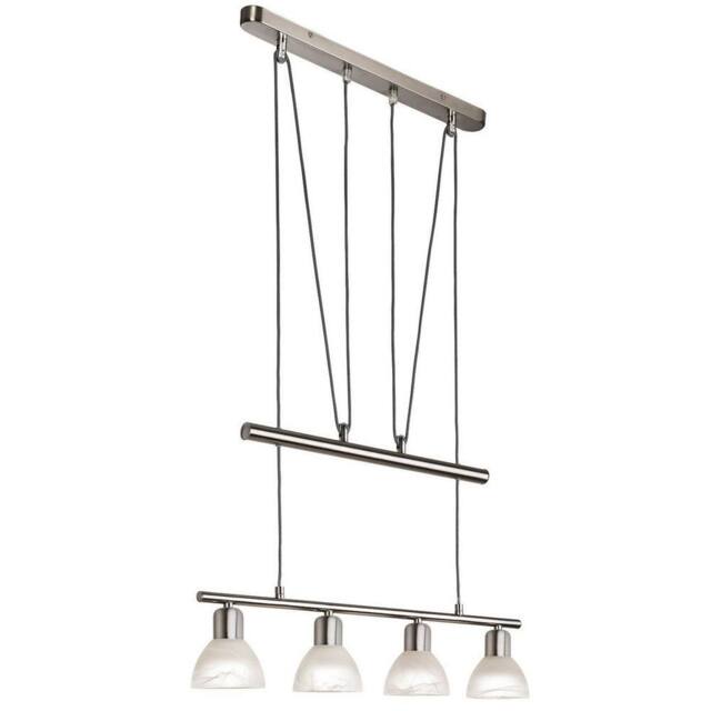 Netlighting Daytona Bar Pendant Nickel Alabaster Optic Glass Shade 4x E14 in Grey - image 1