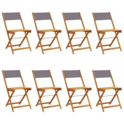 Berkfield Home Beautiful Folding Garden Chairs 8 pcs Anthracite Fabric & Solid Wood - thumbnail 3