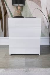 HD Designs Glinton 'HIGH GLOSS 2 Drawer Bedside Chest' Storage Bedroom Furniture in White - thumbnail 3