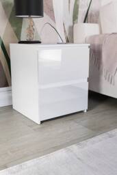 HD Designs Glinton 'HIGH GLOSS 2 Drawer Bedside Chest' Storage Bedroom Furniture in White