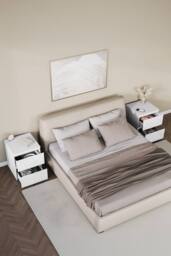 HD Designs Glinton 'HIGH GLOSS 2 Drawer Bedside Chest' Storage Bedroom Furniture in White - thumbnail 4