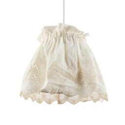 Happy Homewares Modern Cream Cotton Fabric Pendant Lamp Shade with Floral Lace Design - thumbnail 2