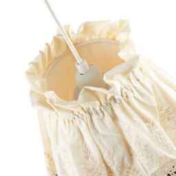 Happy Homewares Modern Cream Cotton Fabric Pendant Lamp Shade with Floral Lace Design - thumbnail 3