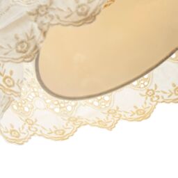 Happy Homewares Modern Cream Cotton Fabric Pendant Lamp Shade with Floral Lace Design - thumbnail 4