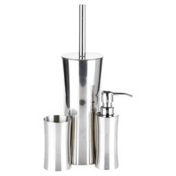 Nordara 3pcs Stainless Steel Matching Bathroom Tumbler Toilet Brush Set in Silver