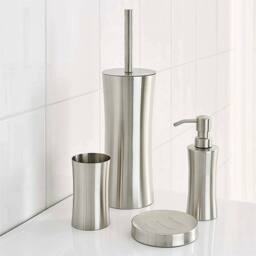 Nordara 3pcs Stainless Steel Matching Bathroom Tumbler Toilet Brush Set in Silver - thumbnail 6
