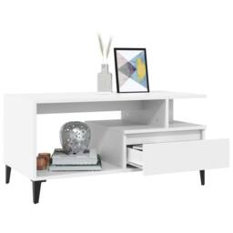 Berkfield Home Coffee Table White 90x49x45 cm Engineered Wood - Size: 90 x 49 x 45 cm - thumbnail 4