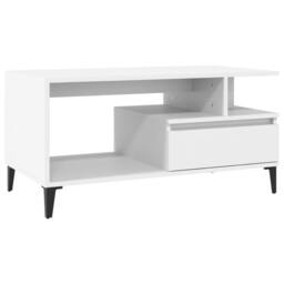 Berkfield Home Coffee Table White 90x49x45 cm Engineered Wood - Size: 90 x 49 x 45 cm - thumbnail 1