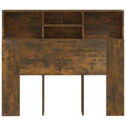 Berkfield Home Headboard Cabinet Smoked Oak 120x19x103.5 cm in Brown - thumbnail 5